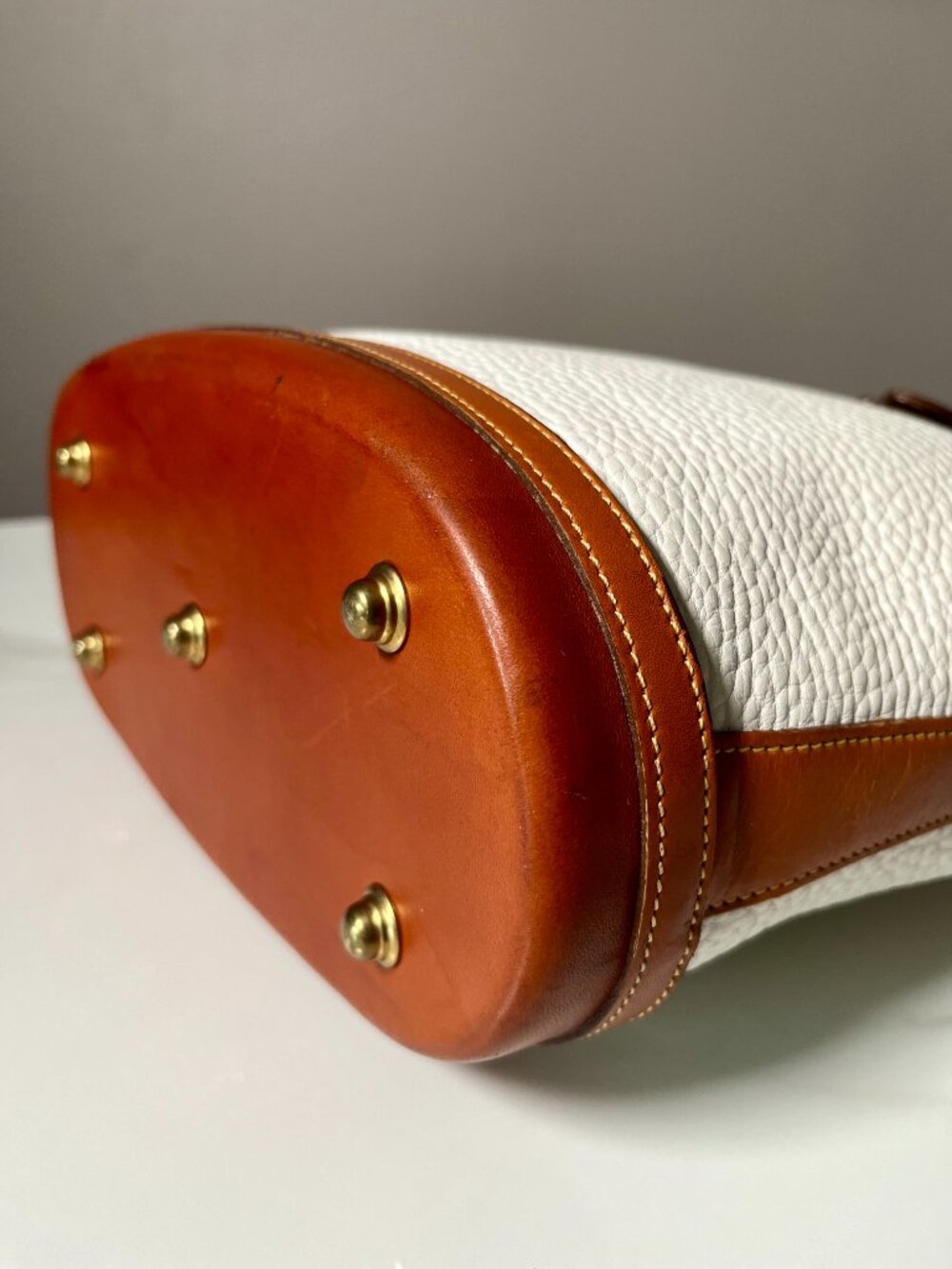 Dooney & Bourke Vintage AWL Norfolk Satchel White British Tan + COA - Picture 9 of 16